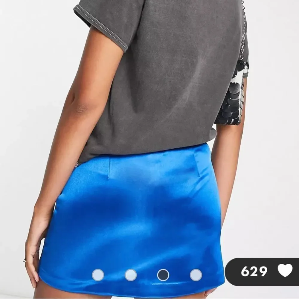 Topshop Tall double seam satin mini skirt in cobalt 4‎ NWT in packaging